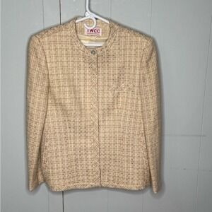 Vintage 60s Wool Blend Tweed Blazer Pale Yellow